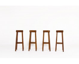 Tabourets de bar en chêne 1950 set de 4