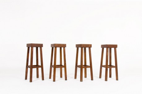 Bar stools in oak 1950 set of 4