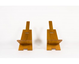 Alain Gaubert armchairs in oak 1980 set of 2