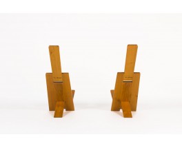 Alain Gaubert armchairs in oak 1980 set of 2