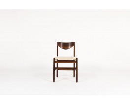 Gianfranco Frattini chairs rosewood and beige linen 1960 set of 10