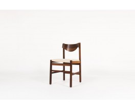 Chaises Gianfranco Frattini palissandre et lin beige 1960 set de 10