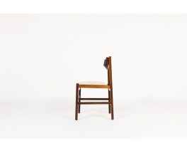 Chaises Gianfranco Frattini palissandre et lin beige 1960 set de 10