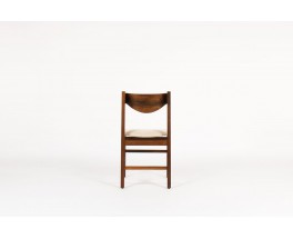 Chaises Gianfranco Frattini palissandre et lin beige 1960 set de 10