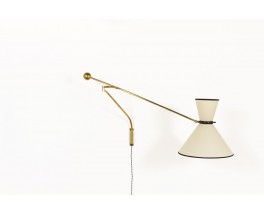 Wall light with brass counterweight and diabolo lampshade edition Lunel 1950