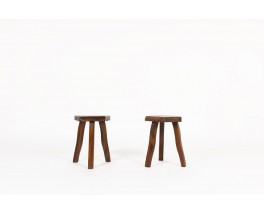 Olavi Hanninen stools in elm edition Mikko Nupponen 1950 set of 2