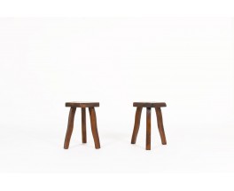 Olavi Hanninen stools in elm edition Mikko Nupponen 1950 set of 2