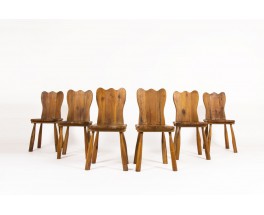 Chairs in oak brutalist design 1950 set of 6