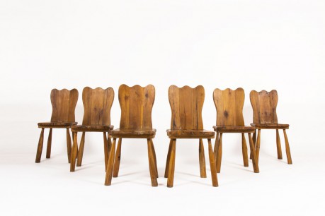 Chairs in oak brutalist design 1950 set of 6