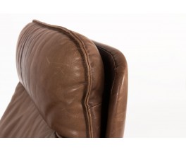 Armchair and footrest in leather edition De Sède 1970