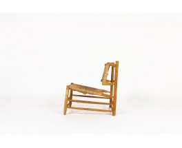 Fauteuil en frêne et paille 1950