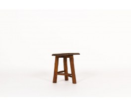 Tabouret brutaliste en pin teinté 1950