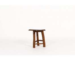 Tabouret brutaliste en pin teinté 1950