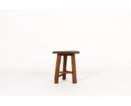 Tabouret brutaliste en pin teinté 1950