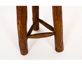 Tabouret brutaliste en pin teinté 1950