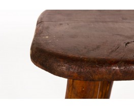 Tabouret brutaliste en pin teinté 1950