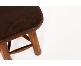 Tabouret brutaliste en pin teinté 1950