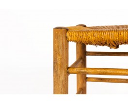 Stools in straw and tinted beech 1950 set of 4