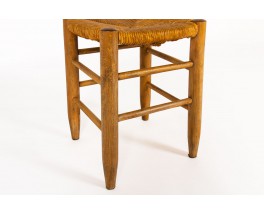 Stools in straw and tinted beech 1950 set of 4