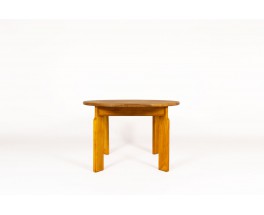 Round dining table with extension in elm edition Maison Regain 1980