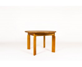 Round dining table with extension in elm edition Maison Regain 1980