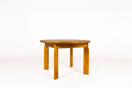 Round dining table with extension in elm edition Maison Regain 1980