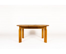 Round dining table with extension in elm edition Maison Regain 1980