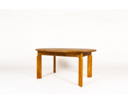 Round dining table with extension in elm edition Maison Regain 1980