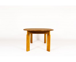 Round dining table with extension in elm edition Maison Regain 1980