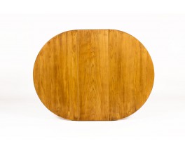 Round dining table with extension in elm edition Maison Regain 1980