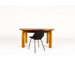 Round dining table with extension in elm edition Maison Regain 1980