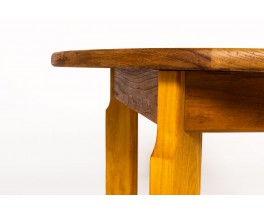 Round dining table with extension in elm edition Maison Regain 1980