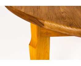 Round dining table with extension in elm edition Maison Regain 1980