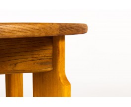 Round dining table with extension in elm edition Maison Regain 1980