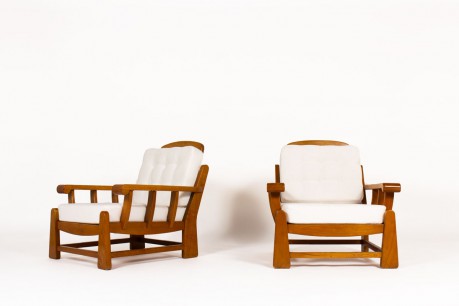Fauteuils en orme édition Maison Regain 1980 set de 2