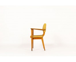 Audoux Minnet armchair in oak and ropes edition Vibo 1950