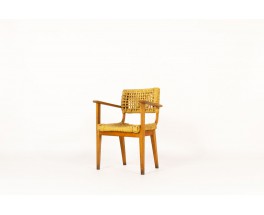 Audoux Minnet armchair in oak and ropes edition Vibo 1950