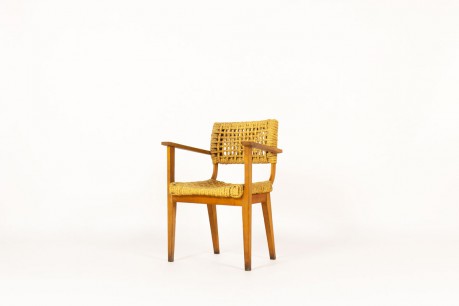 Audoux Minnet armchair in oak and ropes edition Vibo 1950