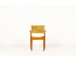 Audoux Minnet armchair in oak and ropes edition Vibo 1950