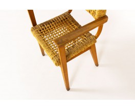 Audoux Minnet armchair in oak and ropes edition Vibo 1950