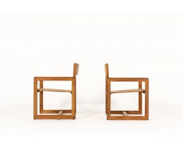 Andre Sornay armchairs in stained pine 1960 set of 2