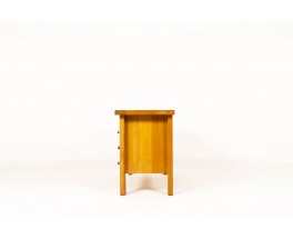 Chest of drawers in elm and leather edition Maison Regain 1980