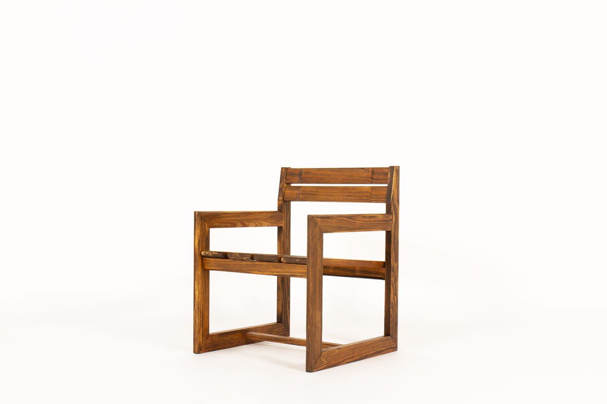 Andre Sornay armchair in tinted pine 1960