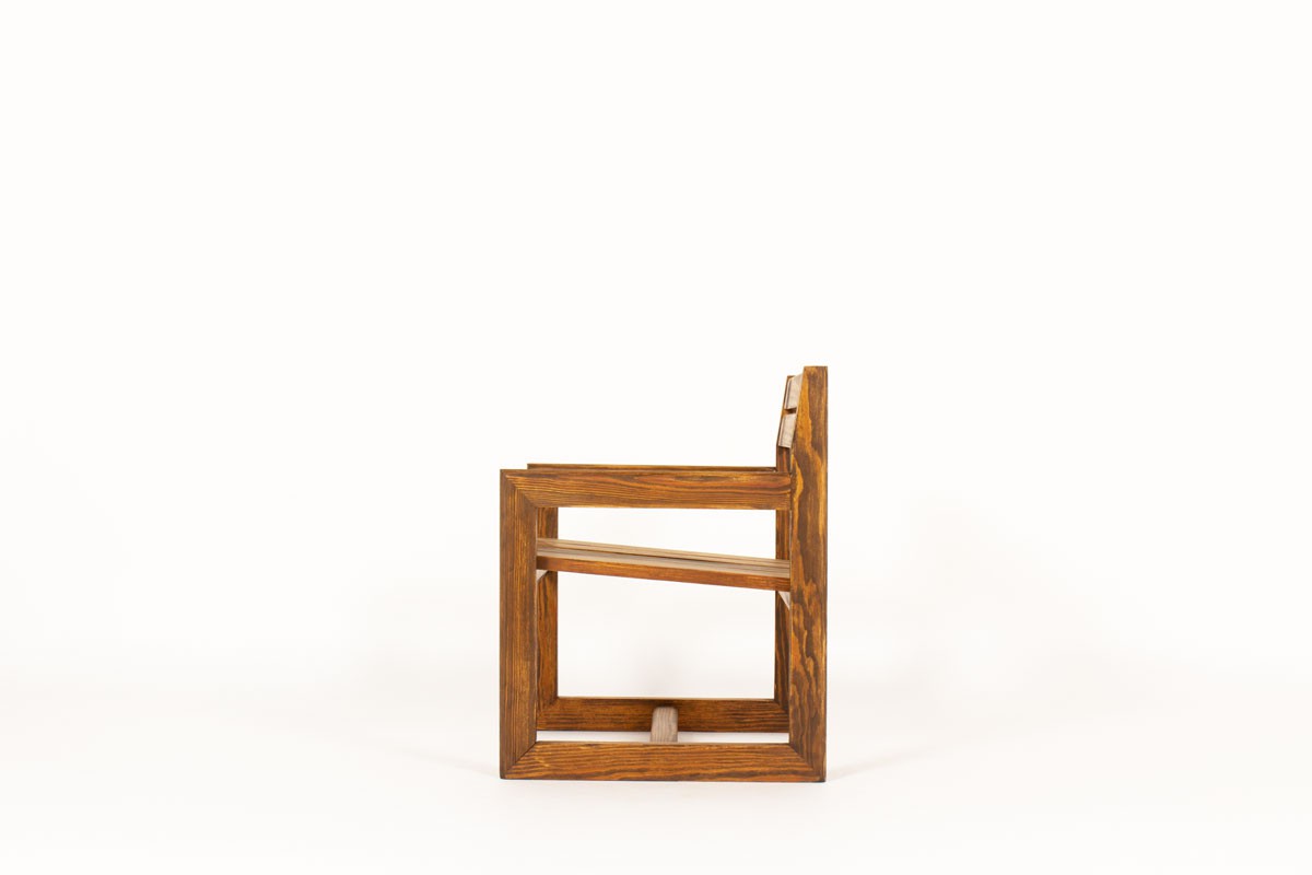 Andre Sornay armchair in tinted pine 1960