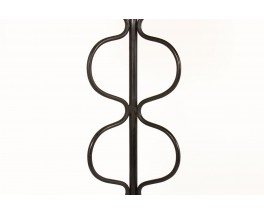 Tripod floor lamp in black metal with beige lampshade 1950