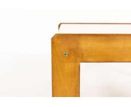 Table basse André Sornay grand modèle hêtre teinté et stratifié gris 1960