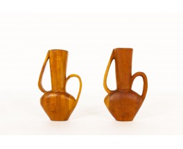 Vases monoxyles en acajou design africain 1950 set de 2