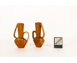 Monoxyl vases in mahogany African design 1950 set of 2