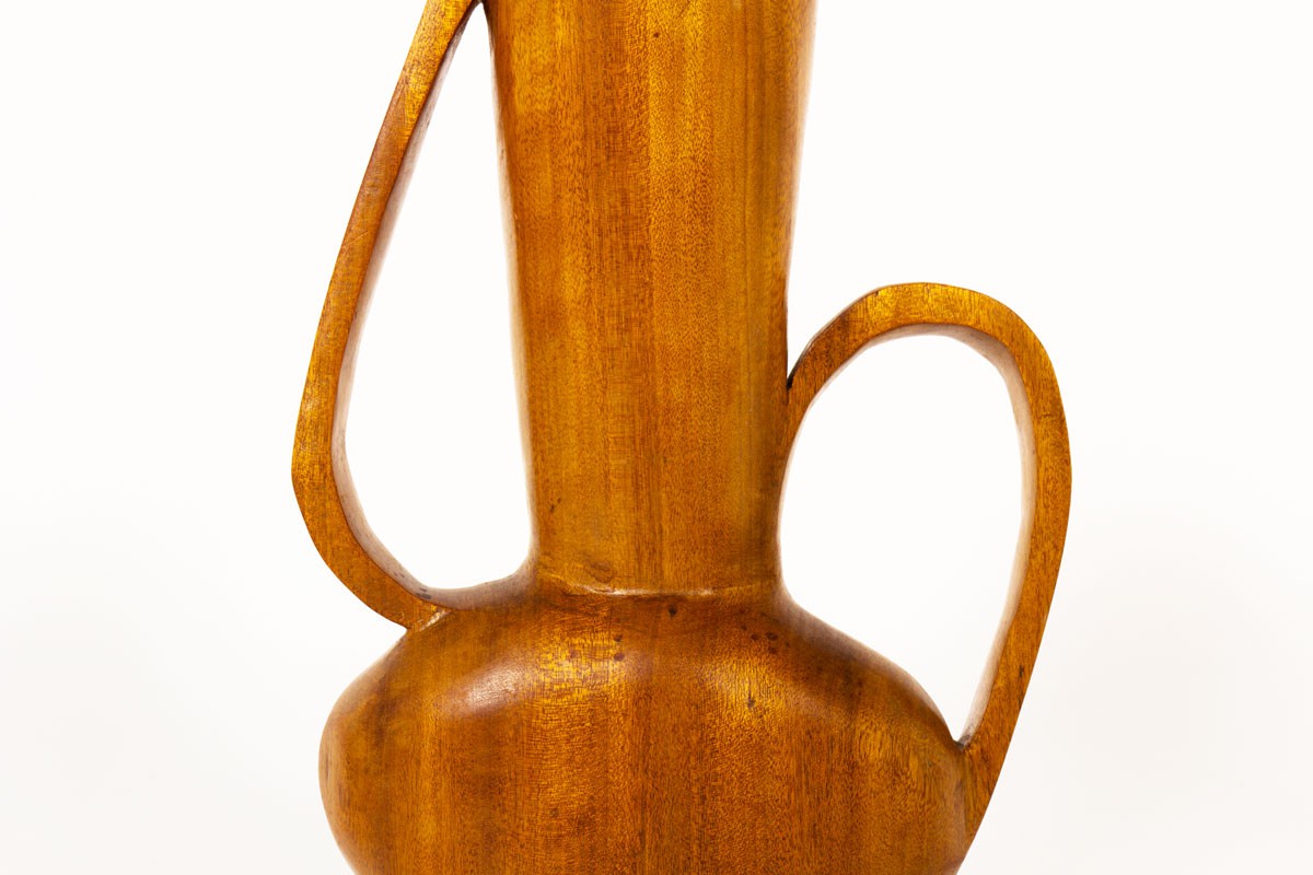 Monoxyl vases in mahogany African design 1950 set of 2