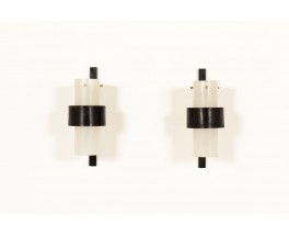 Wall lights black brass and perspex edition Arlus 1950 set of 2